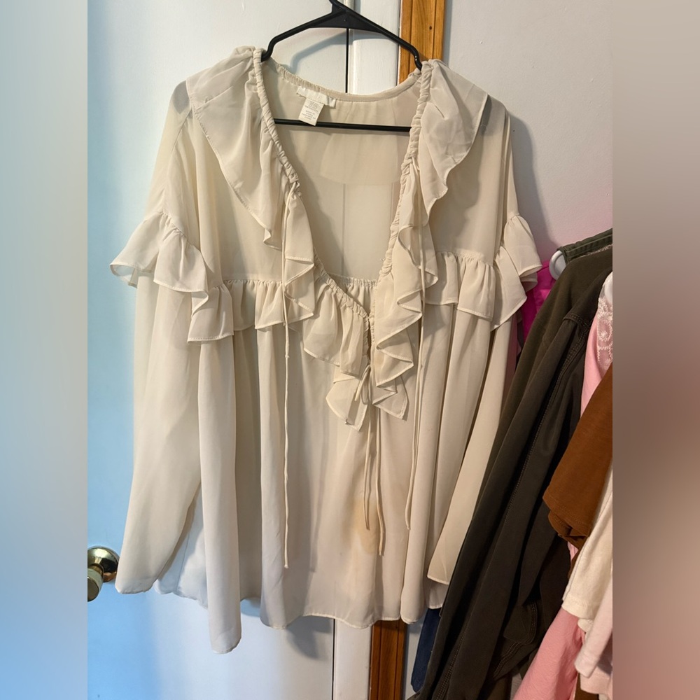 Elegant Cream Ruffle Blouse